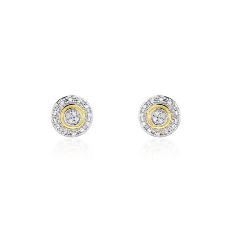 Boucles D'oreilles Puces Rosangela Or Bicolore Diamant Blanc - Boucles d'oreilles pierres précieuses Femme | Marc Orian
