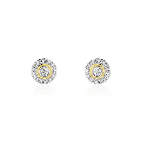 Boucles D'oreilles Puces Rosangela Or Bicolore Diamant Blanc - Boucles d'oreilles pierres précieuses Femme | Marc Orian