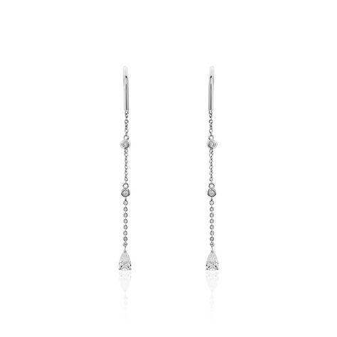 Boucles D'oreilles Pendantes Mascaret Argent Blanc Oxyde De Zirconium - Pendantes Femme | Marc Orian