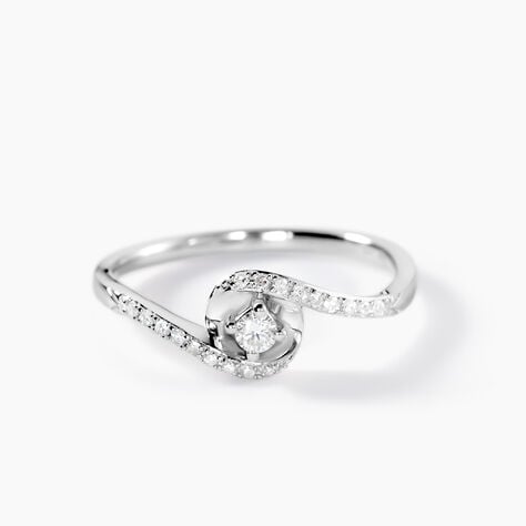 Bague Vrille Accompagnee Or Blanc Diamant - Parures de mariage Femme | Marc Orian