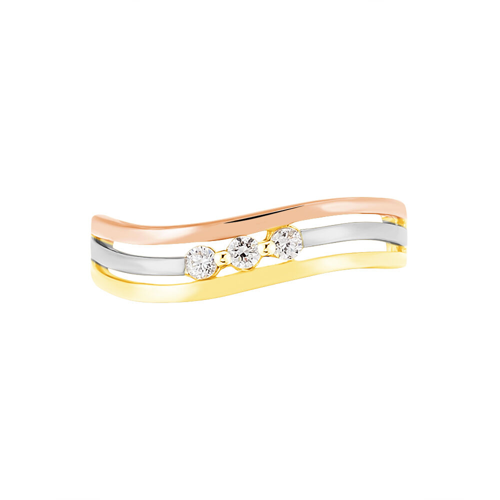 Bague Troyen Or Tricolore Diamant - Bagues fiançailles Femme | Marc Orian