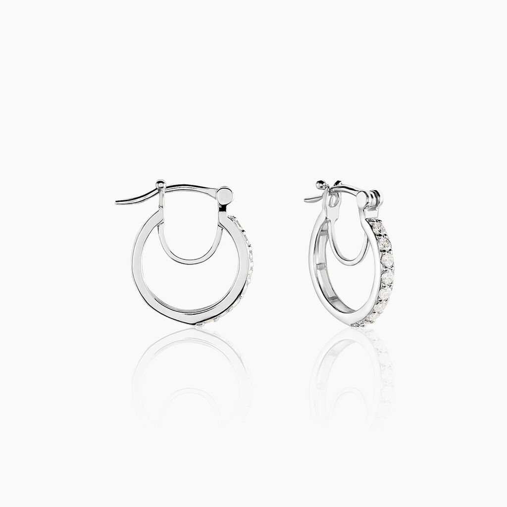 Créoles Pasha Argent Blanc Oxyde De Zirconium - Créoles Femme | Marc Orian