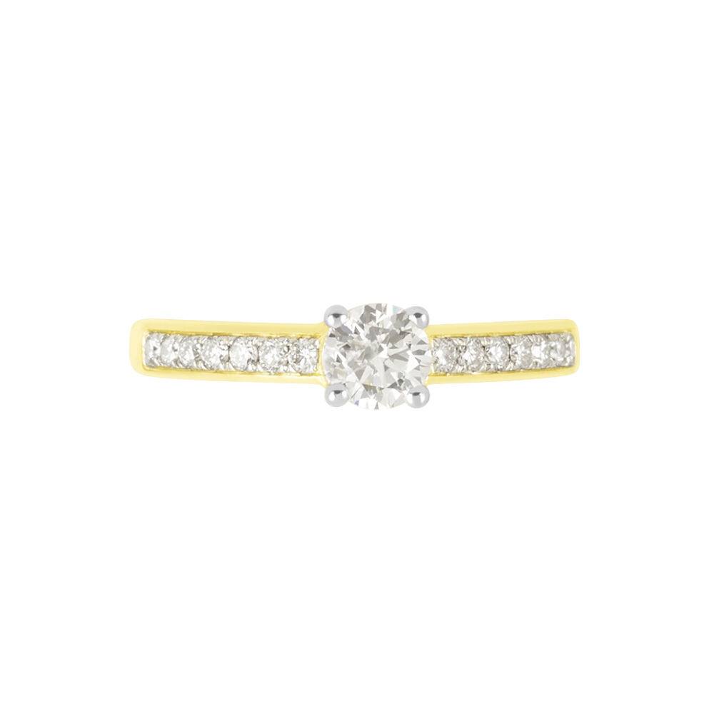 Bague Solitaire Accompagn&eacute; Aramis Or Jaune Diamant Synth&eacute;tique - Parures de mariage Femme | Marc Orian