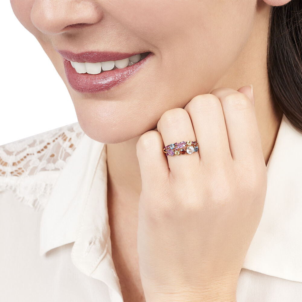 Bague Leonice Or Rose Amethyste Et Grenat Et Péridot - Bagues pierres fines Femme | Marc Orian
