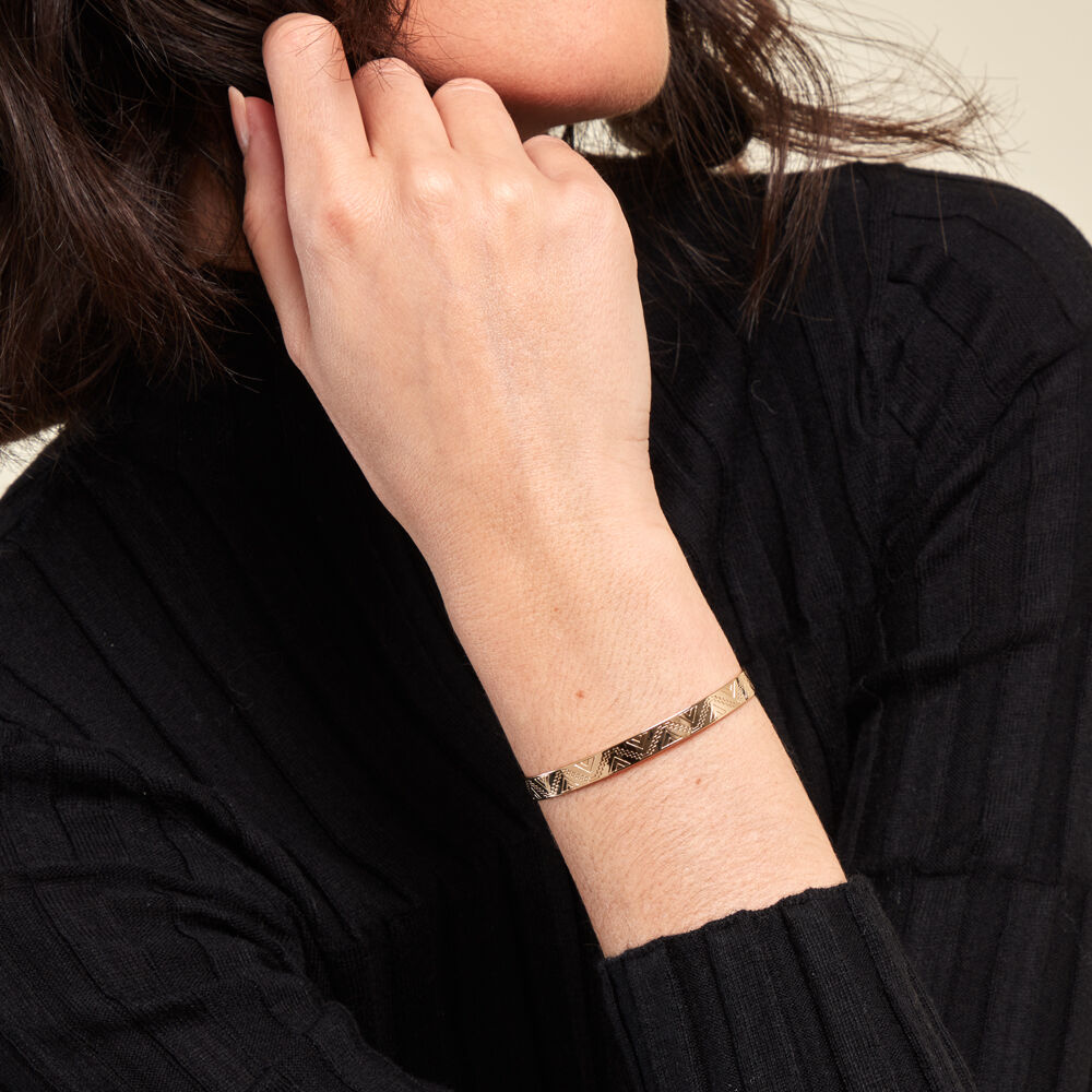 Bracelet Jonc Miela Plaque Or Jaune - Bracelets joncs Femme | Marc Orian