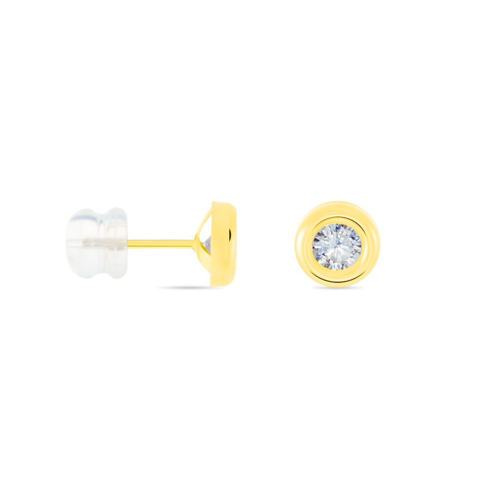 Boucles D'oreilles Puces Eden Serti Pneu Or Jaune Oxyde De Zirconium - Puces Femme | Marc Orian
