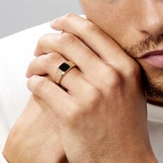 Chevalière Plaqué Or Jaune Ariston Email Noir - Chevalières Homme | Marc Orian