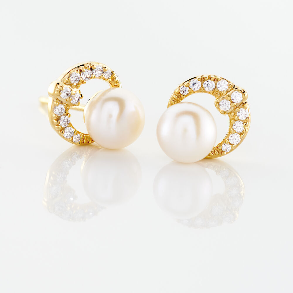 Boucles D'oreilles Puces Aloys Or Jaune Perle De Culture - Puces Femme | Marc Orian