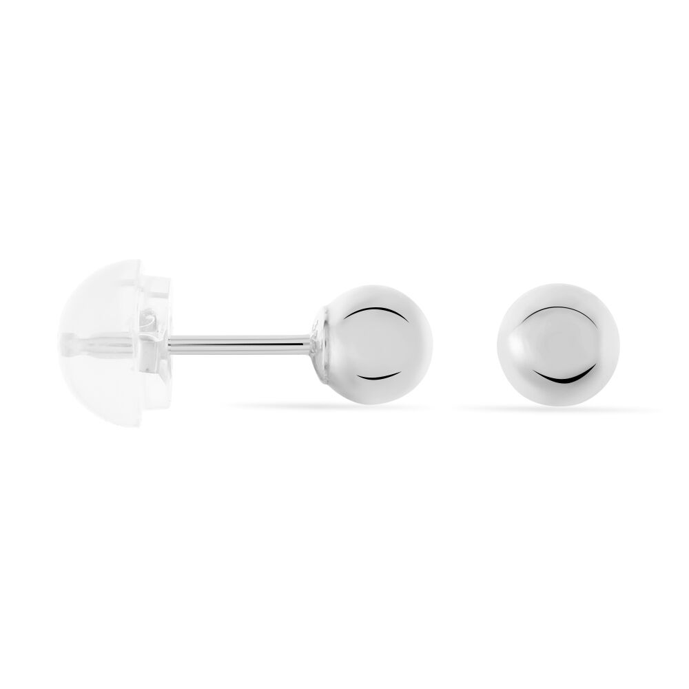 Boucles D'oreilles Puces Fidelia Boule Or Blanc - Puces Femme | Marc Orian