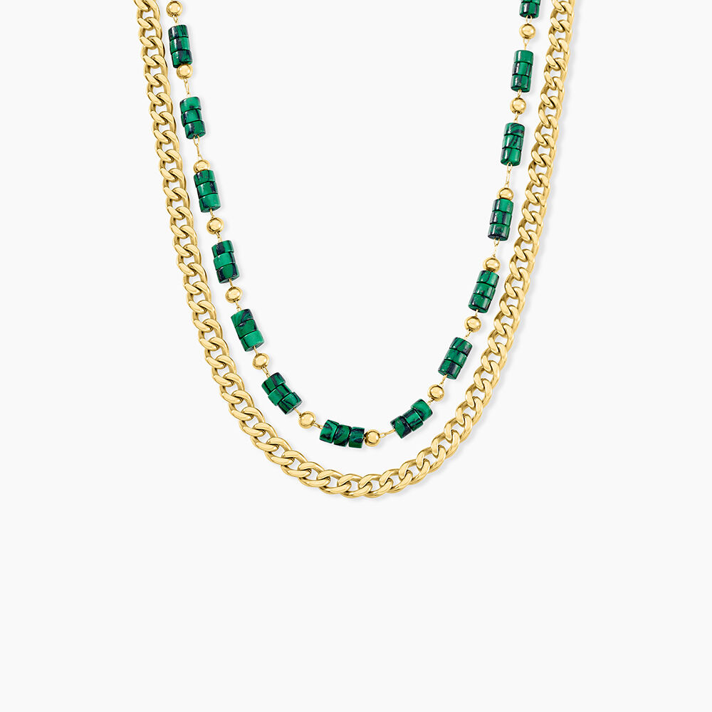 Collier Athena Acier Dor&eacute; Malachite - Colliers avec pierres Femme | Marc Orian