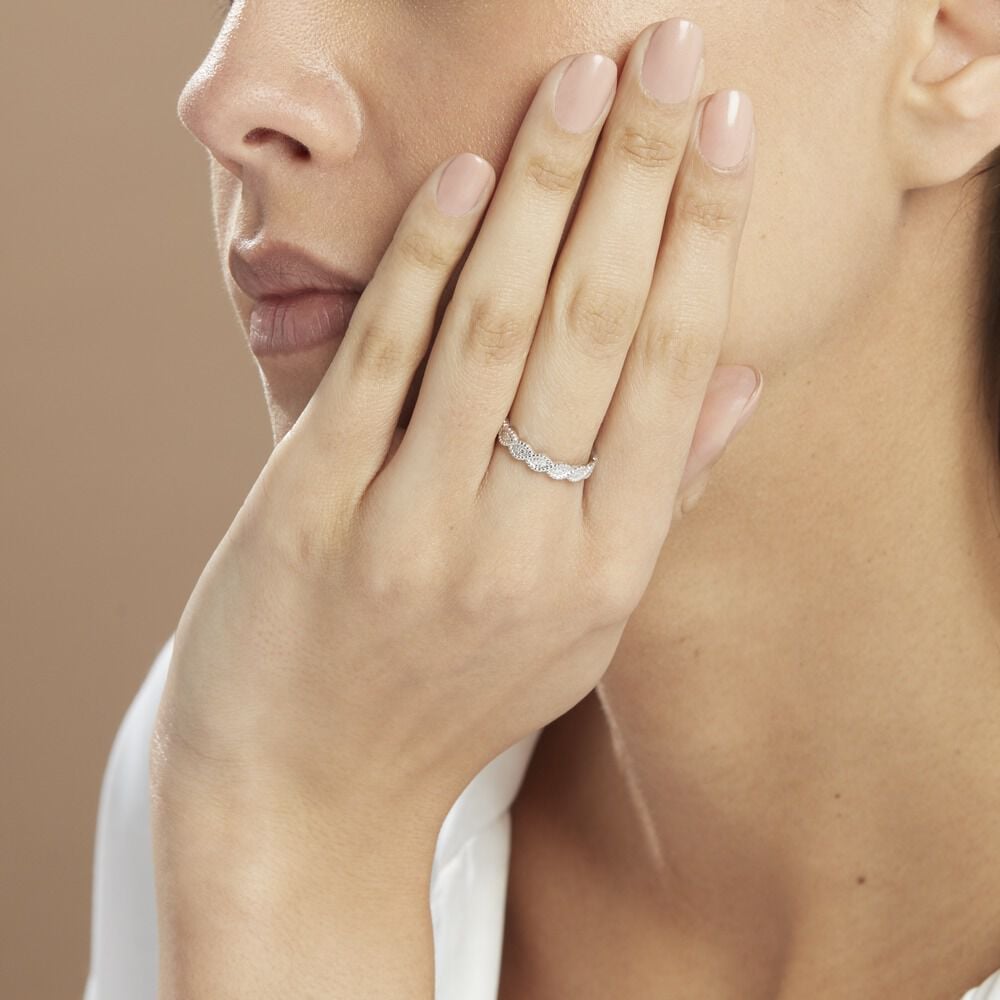 Alliance Marielle Ruban Plat Or Blanc - Alliances duo Unisex | Marc Orian