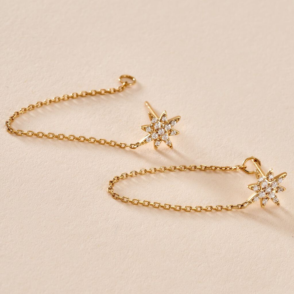 Boucles D'oreilles Pendantes Kettil Or Jaune Oxyde De Zirconium - Boucles d'oreilles Pendantes Femme | Marc Orian