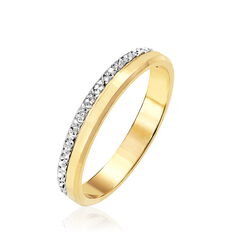 Alliance Fantaisie Diamantee Ruban Plat Or Bicolore - Alliances Femme | Marc Orian