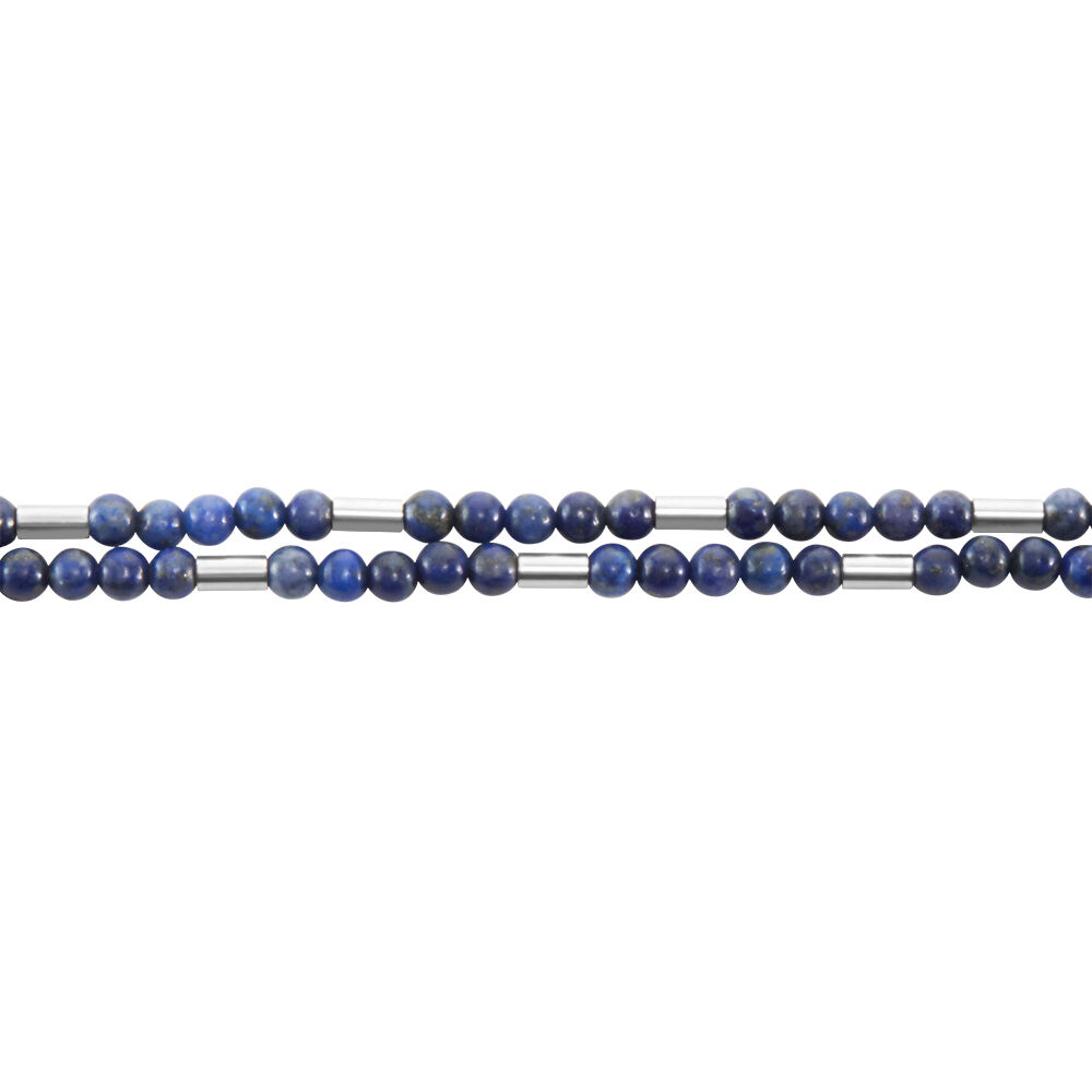 Bracelet Acier Blanc Augusto Lapis Lazuli - Bracelets chaînes Homme | Marc Orian