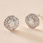 Boucles D'oreilles Puces Transmission Or Blanc Diamant - Puces Femme | Marc Orian