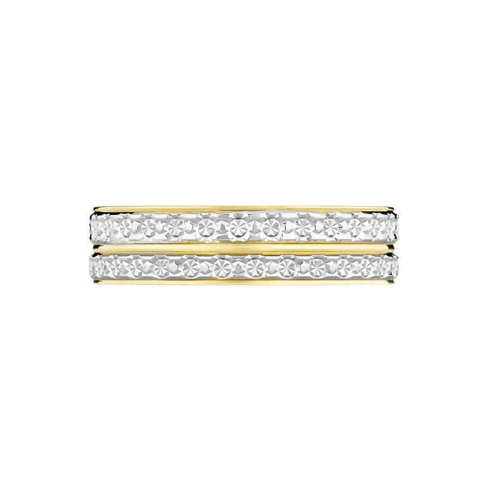 Alliance Grain De Folie Diamantee Ruban Plat Or Bicolore - Alliances duo Famille | Marc Orian