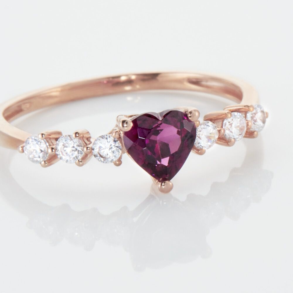 Bague Solitaire Accompagné Or Rose Samanta Rhodolite - Bagues avec pierre Femme | Marc Orian