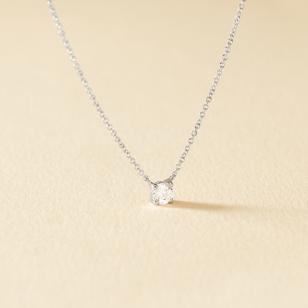 Collier One Or Blanc Diamant - Colliers solitaires Femme | Marc Orian