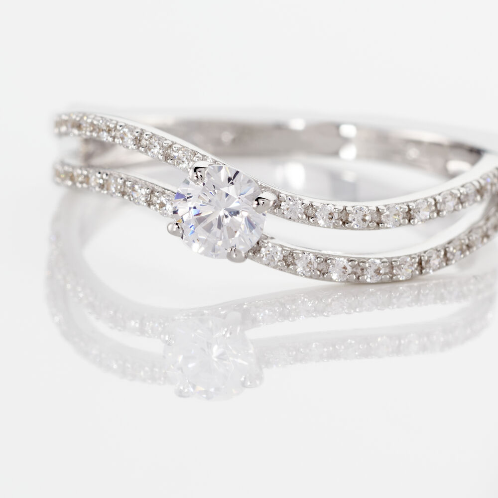 Bague Vrille Double Or Blanc Oxyde De Zirconium - Solitaires Femme | Marc Orian