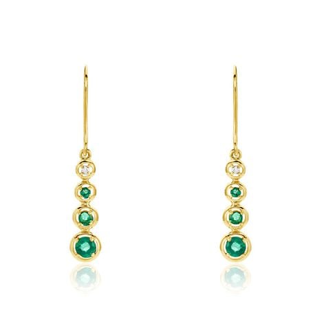 Boucles D'oreilles Pendantes Josephine Or Jaune Emeraude - Pendantes Femme | Marc Orian