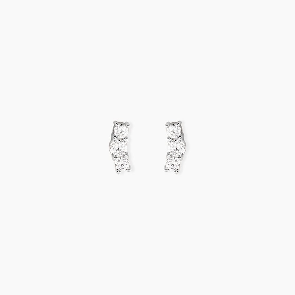 Boucles D'Oreilles Puces Dani Argent Blanc Oxyde De Zirconium - Puces Femme | Marc Orian