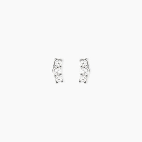 Boucles D'Oreilles Puces Dani Argent Blanc Oxyde De Zirconium - Puces Femme | Marc Orian