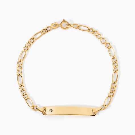 Bracelet Identit&eacute; Bartolomee Maille Alternee 1/3 Or Jaune Oxyde - Gourmettes Enfant | Marc Orian