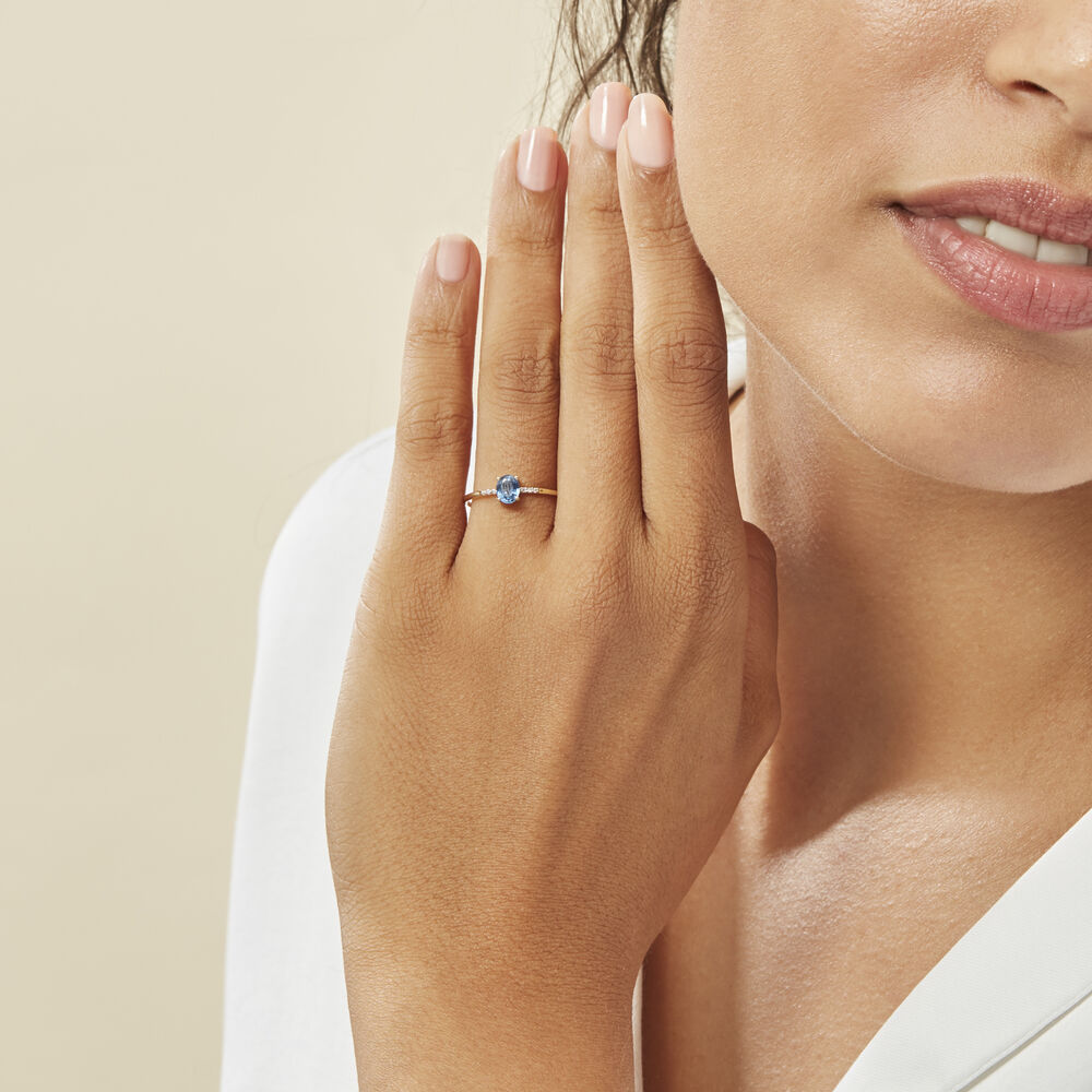 Bague Jehane Or Jaune Saphir Et Diamant - Solitaires Femme | Marc Orian