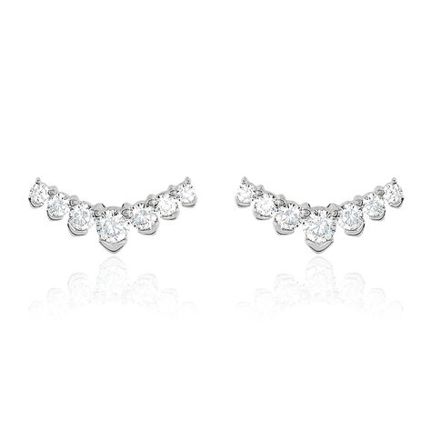 Boucles D'oreilles Puces Zuina Argent Blanc Oxyde De Zirconium - Puces Femme | Marc Orian