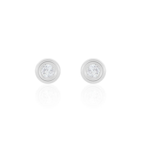 Boucles D'oreilles Puces Eden Serti Pneu Or Blanc Oxyde De Zirconium - Puces Femme | Marc Orian