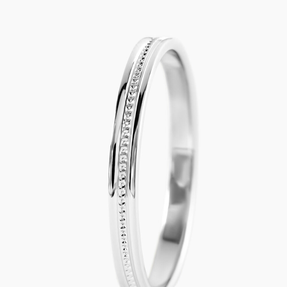Alliance Perlee Ruban Plat Or Blanc - Alliances duo Unisex | Marc Orian