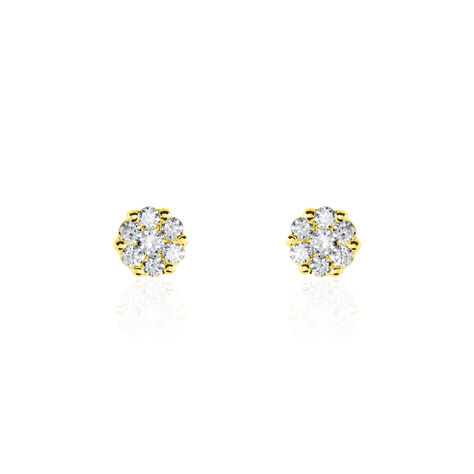 Boucles D'oreilles Puces Eleanor Fleur Or Jaune Oxyde De Zirconium - Puces Femme | Marc Orian