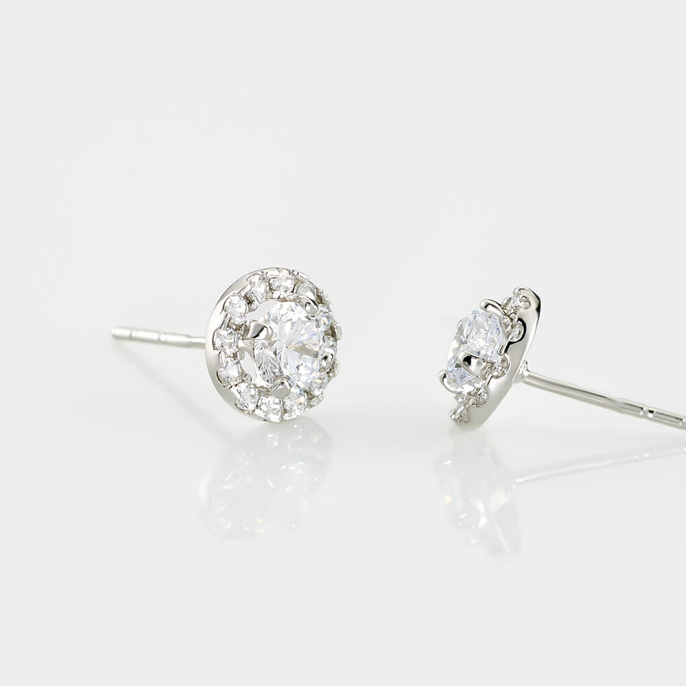 Boucles D'oreilles Puces Rosalie Or Blanc Oxyde De Zirconium - Puces Femme | Marc Orian