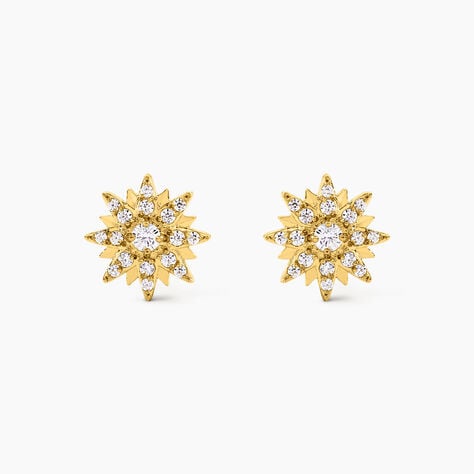 Boucles D'oreilles Puces Eva Acier Jaune Oxyde De Zirconium - Puces Femme | Marc Orian