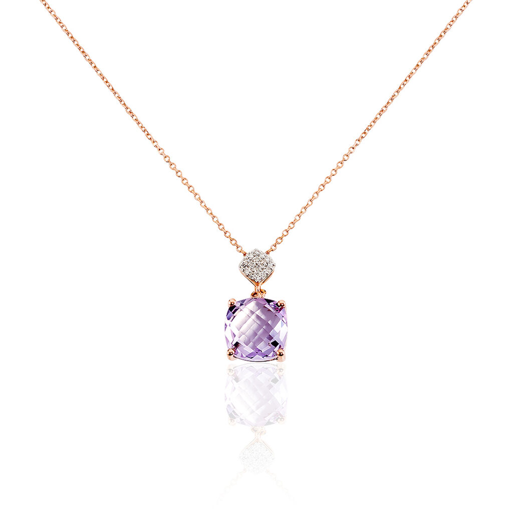 Collier Or Rose Amethyste Et Diamant - Colliers avec pierres Femme | Marc Orian