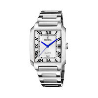 cadran argenté fond blanc bracelet acier argenté