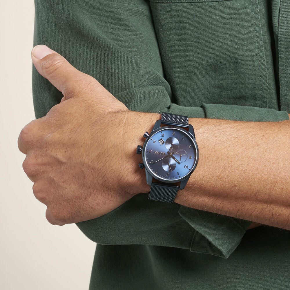 Montre boss homme bleu new arrivals