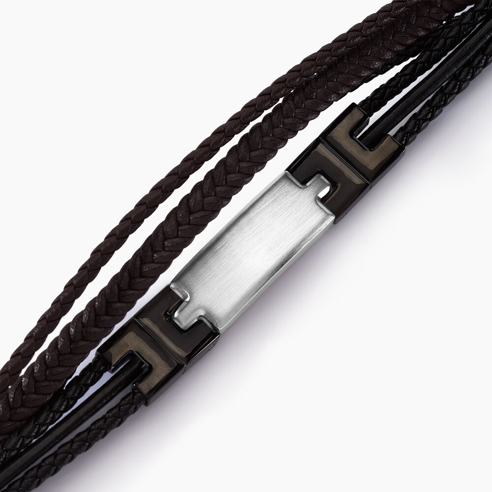 Bracelet Jourdan Thasos Cuir Noir Et Marron - Bracelets cuir Homme | Marc Orian