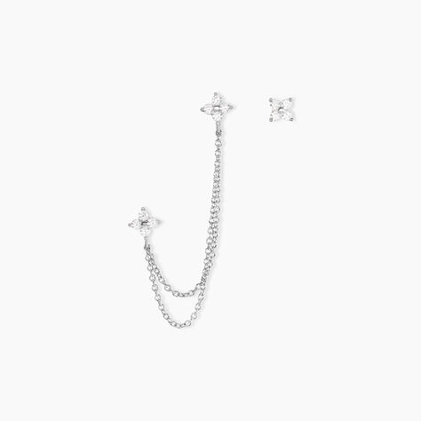 Boucles D'oreilles D&eacute;pareill&eacute;es June Argent Blanc Oxyde De Zirconium - Bijoux fantaisie Femme | Marc Orian