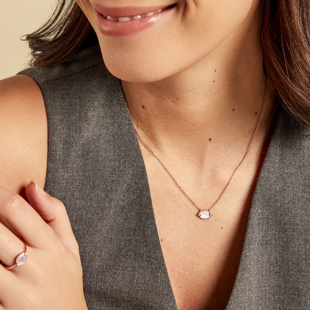 Collier Muse Argent Rose Nacre Oxyde De Zirconium - Colliers avec pierres Femme | Marc Orian
