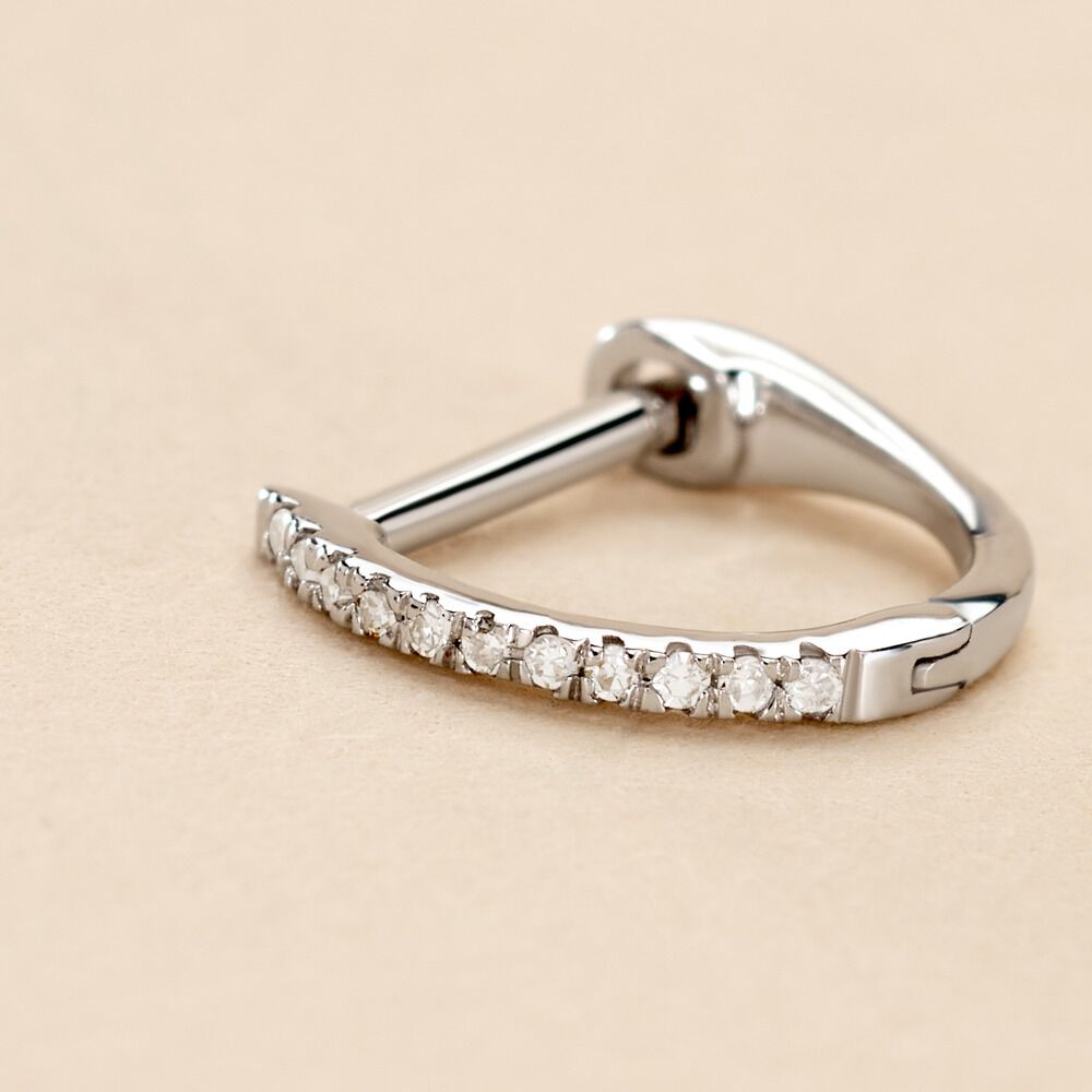 Créole Unitaire Aryanna Or Blanc Diamant - Piercings d'oreilles Famille | Marc Orian