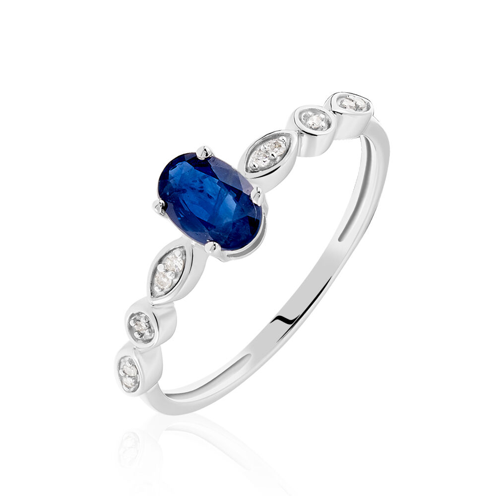 Bague Solitaire Michaela Or Blanc Saphir Et Diamant - Solitaires Femme | Marc Orian