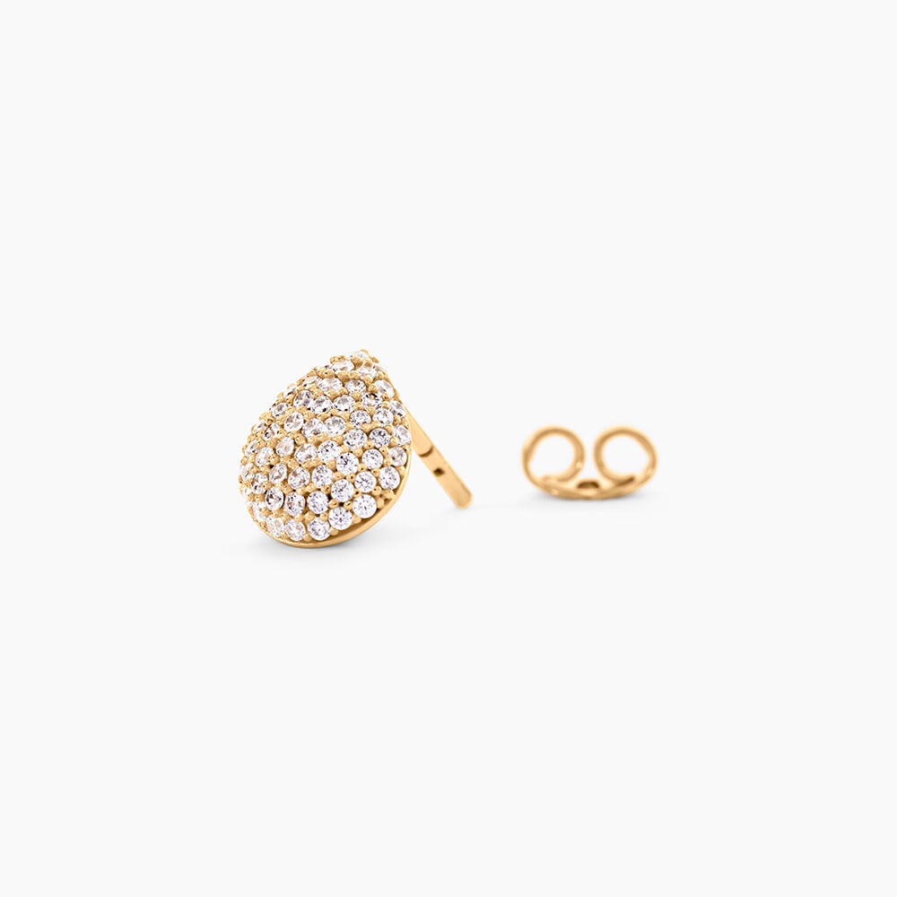 Boucles D'Oreilles Puces Shiny Et Bold Plaqu&eacute; Or Jaune Oxyde De Zirconium - Puces Femme | Marc Orian
