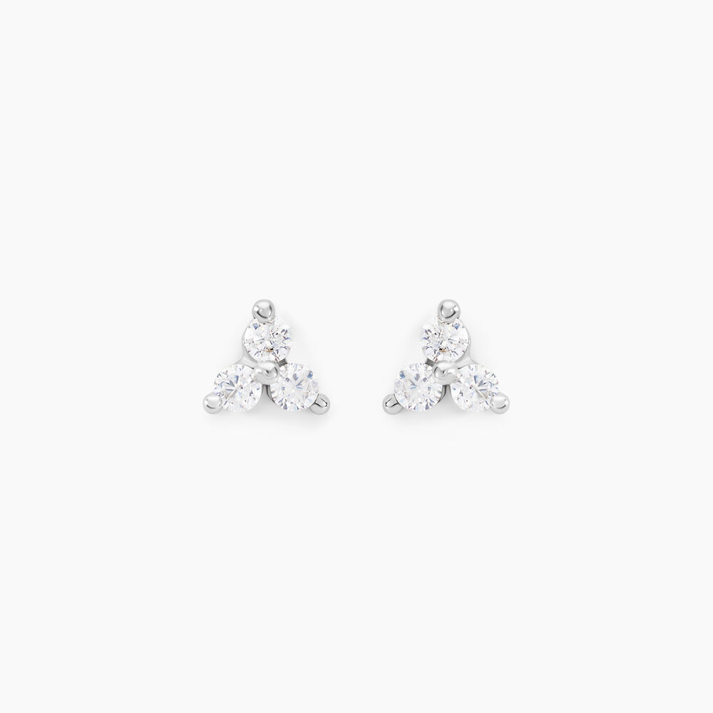 Boucles D'oreilles Puces Cassy Fleur Or Blanc Oxyde De Zirconium - Puces Femme | Marc Orian