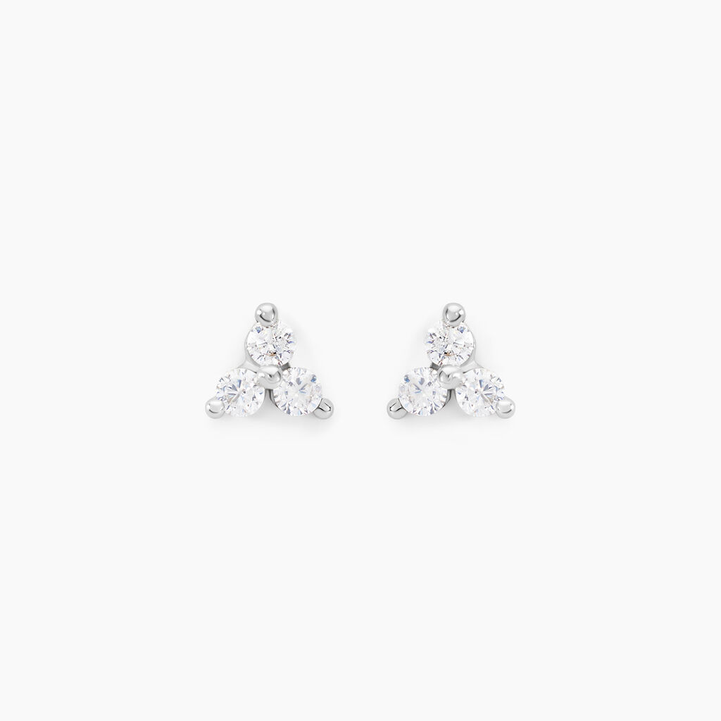 Boucles D'oreilles Puces Cassy Fleur Or Blanc Oxyde De Zirconium - Puces Femme | Marc Orian