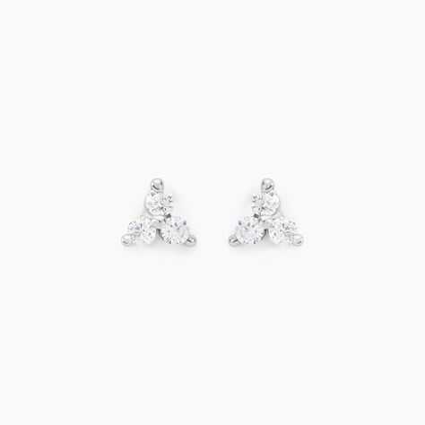 Boucles D'oreilles Puces Cassy Fleur Or Blanc Oxyde De Zirconium - Puces Femme | Marc Orian