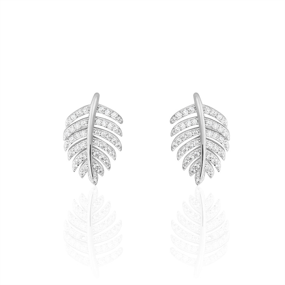 Boucles D'oreilles Puces Gabrielle Argent Blanc Oxyde De Zirconium - Puces Femme | Marc Orian