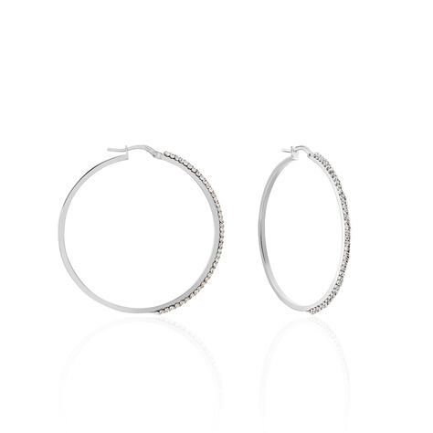 Créoles Tyhana Fil Carre Or Blanc Strass - Boucles d'oreilles Créoles Femme | Marc Orian
