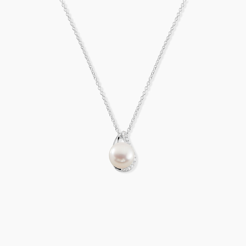 Collier Sasha Argent Blanc Perle De Culture Et Oxyde De Zirconium - Colliers avec pierres Femme | Marc Orian
