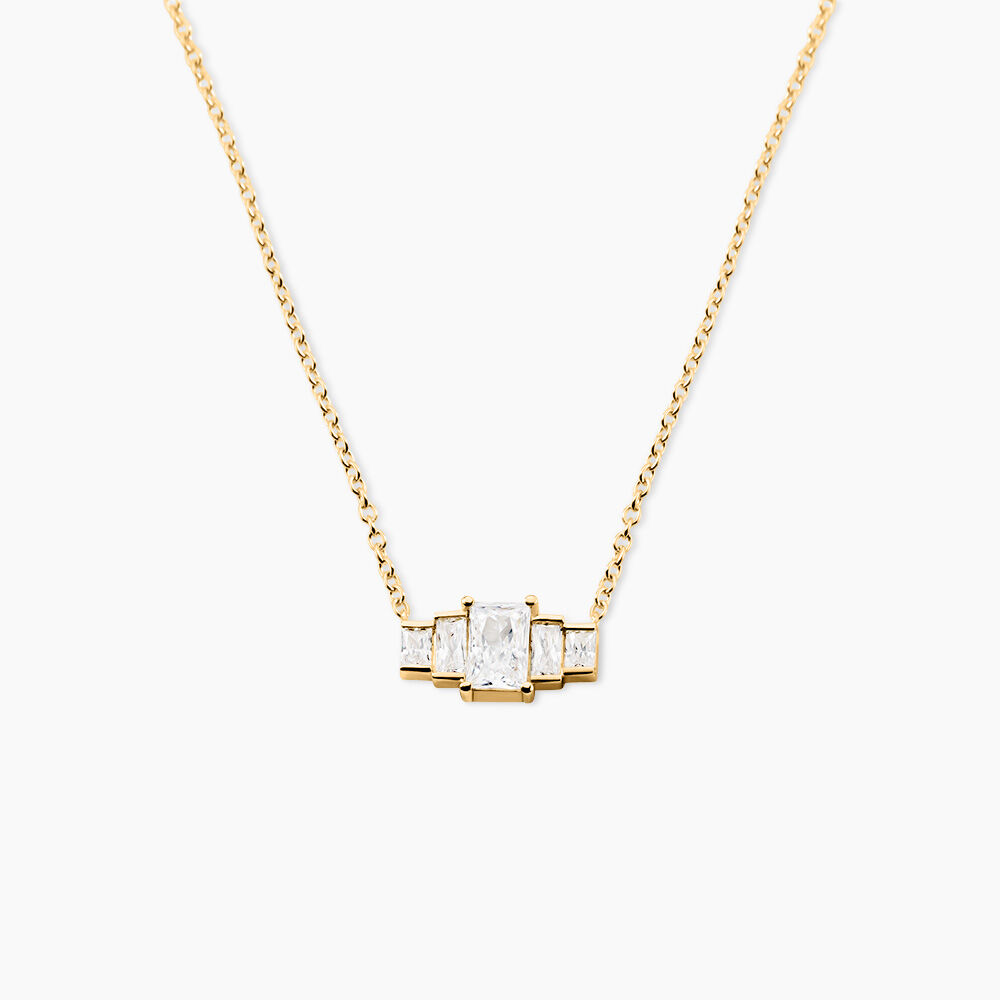 Collier Mireille Argent Dor&eacute; A L'Or 750/1000 Oxyde De Zirconium - Colliers avec pierres Femme | Marc Orian